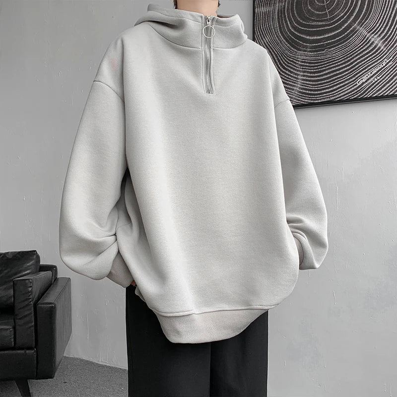 Turtleneck Hoodie Zipper Pullovers Streetwear Hip Hop Hooded