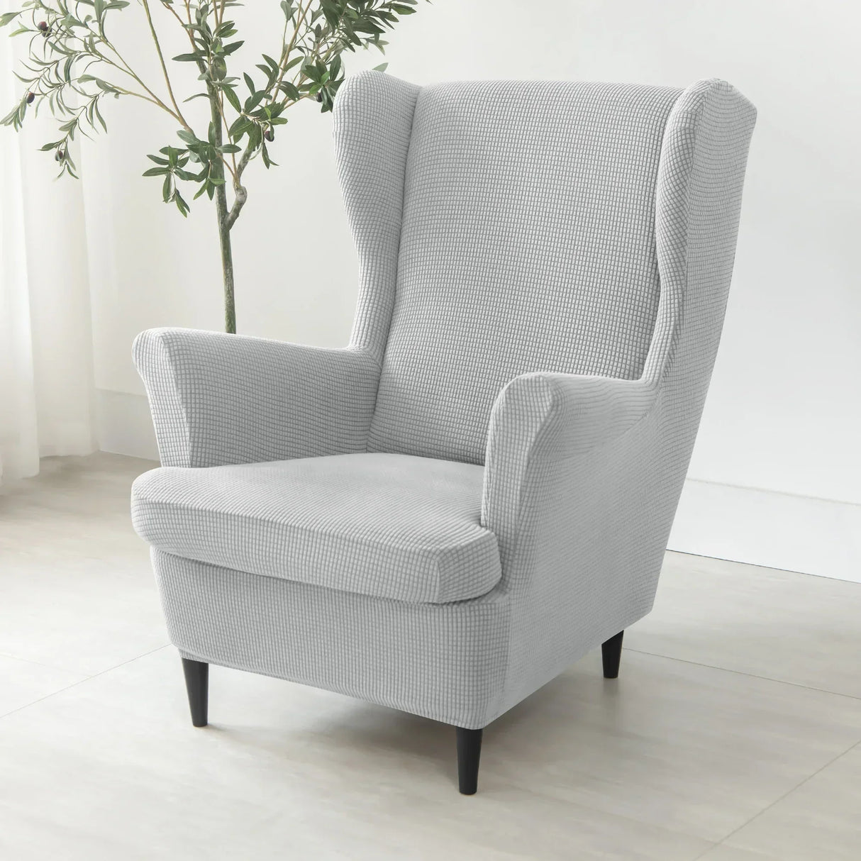 Polar Fleece Wing Chair Cover Stretch Wingback Sofa