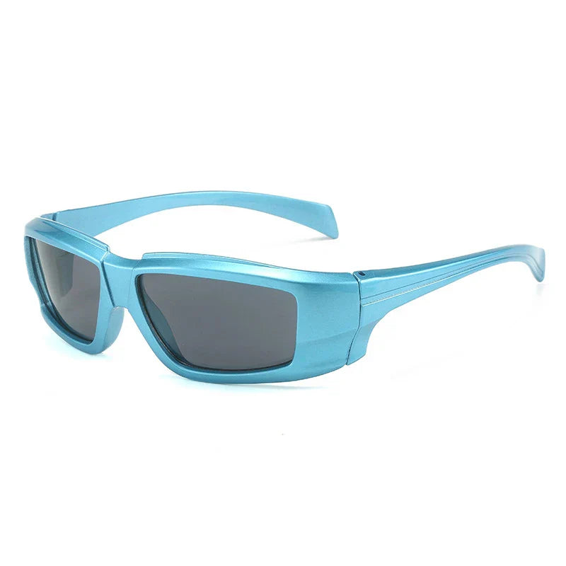 Punk Y2K Silver Rectangle Sport Sunglasses Men Women