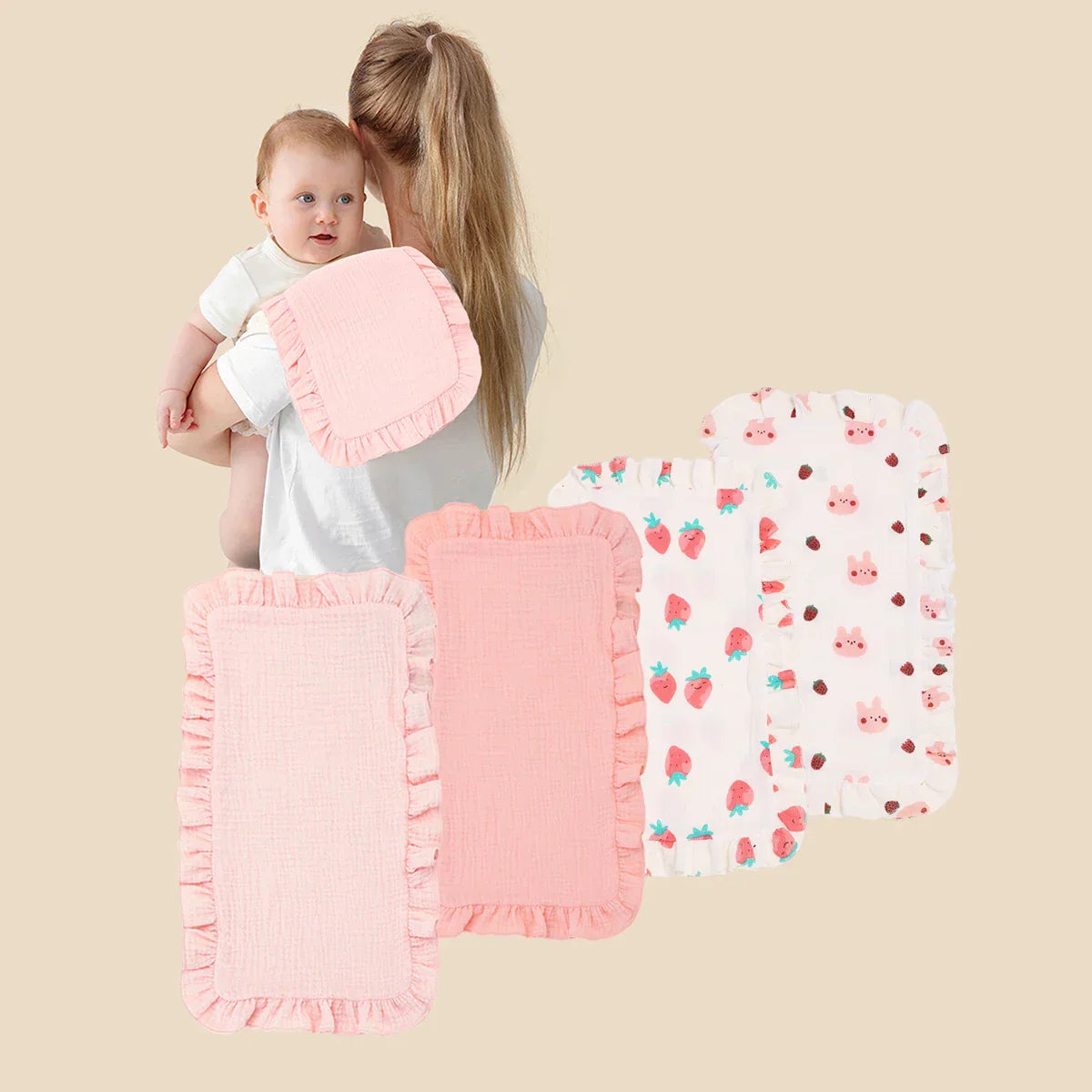 4Pcs/Set Soft Muslin Cotton Gauze Shoulder Rag Baby