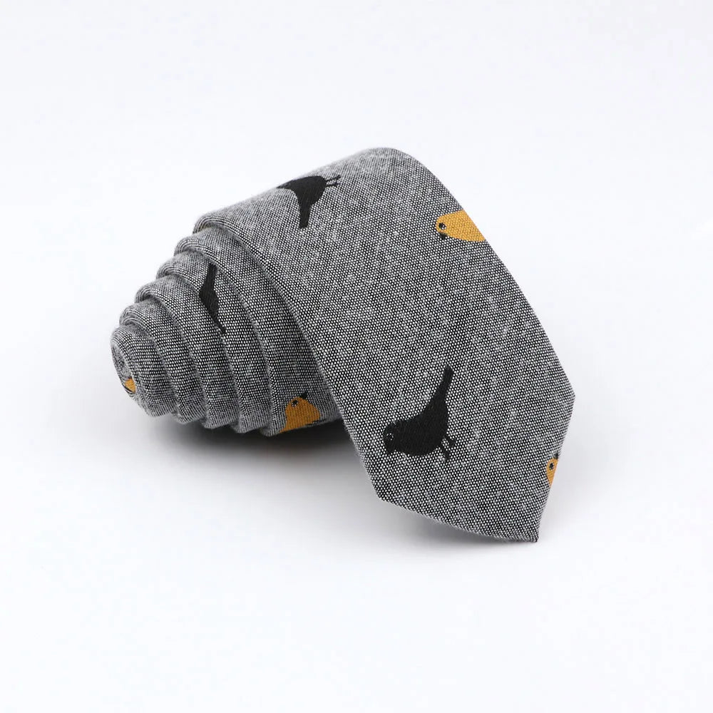 Mens Ties 6cm Classic Cotton Handmade Skinny Neck