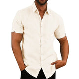 Cotton Linen Hot Sale Men's Short-Sleeved Shirts Summer