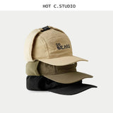 Korean Retro Flat Brimmed Fleece Lined Bomber Hats