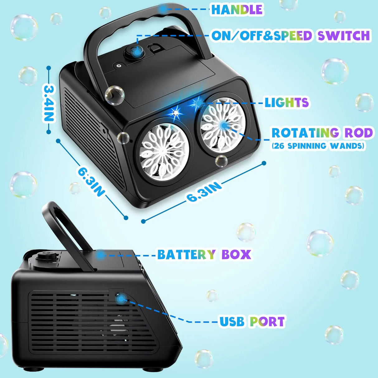 Automatic Bubble Machine Upgrade Bubble Blower with 2