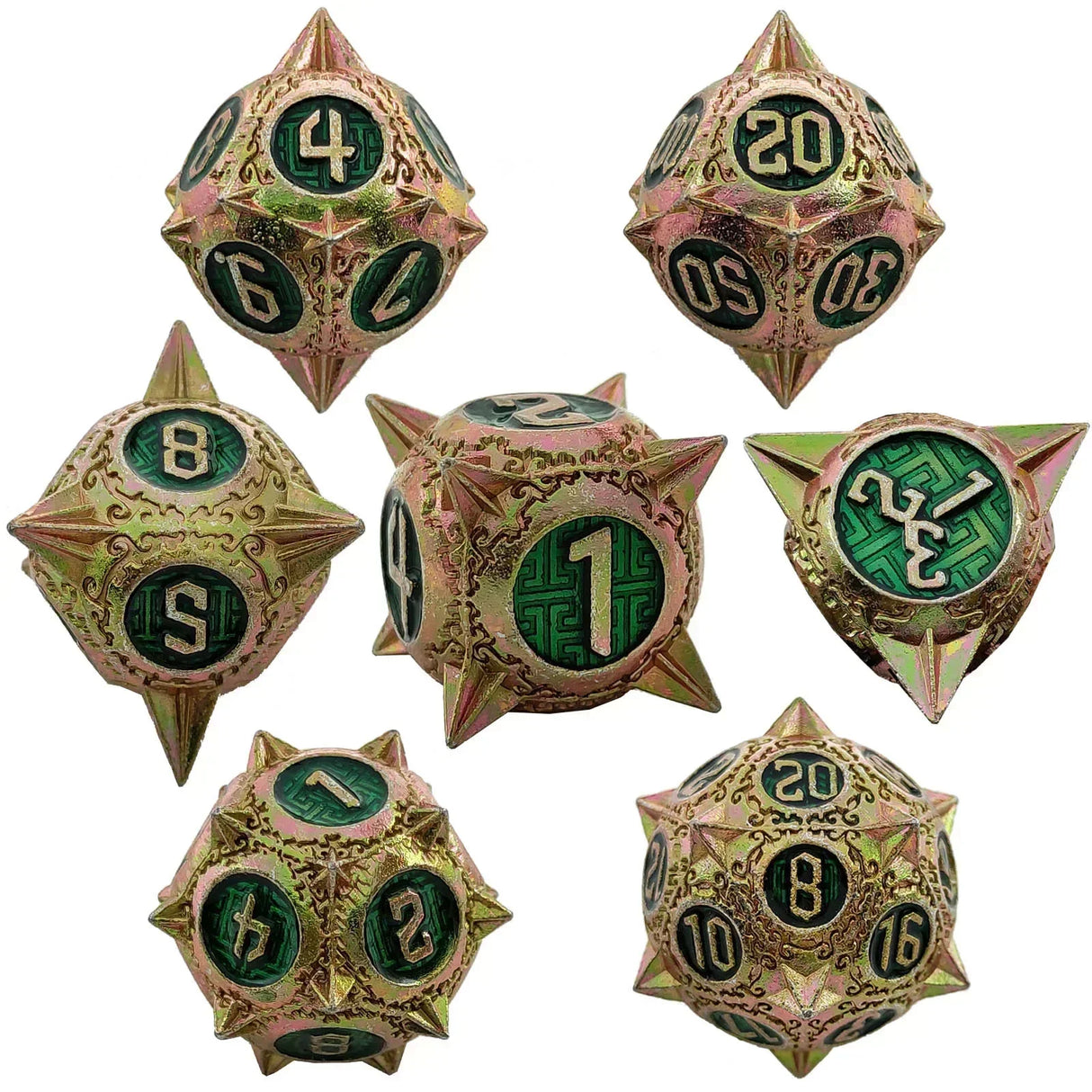 7pcs Solid Metal Dice Beautiful and Finely Crafted