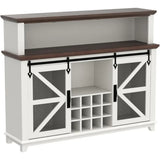 OKD Farmhouse Coffee Bar Cabinet with LED Lights,