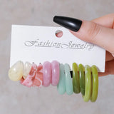 Simple Acrylic C-shaped Cut Earrings 5 Pairs Set