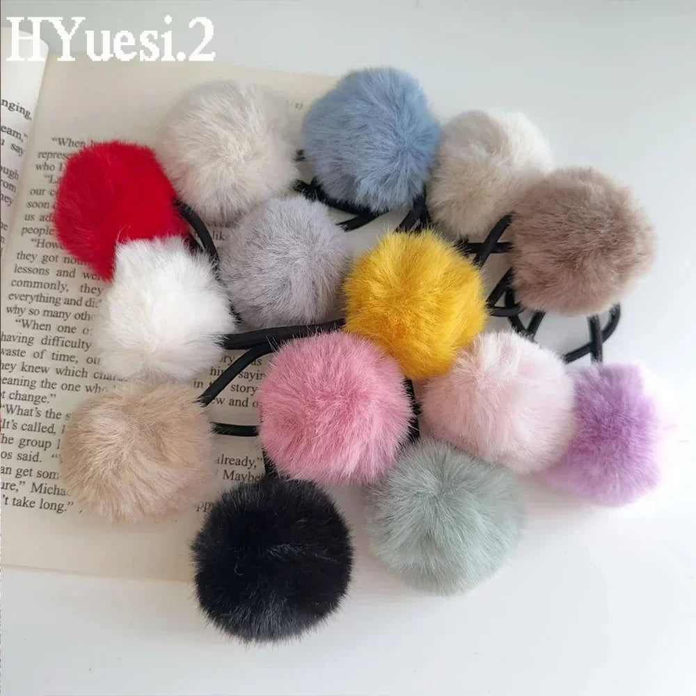 Cute Fur Ball Plush Hair Rope High Elastic