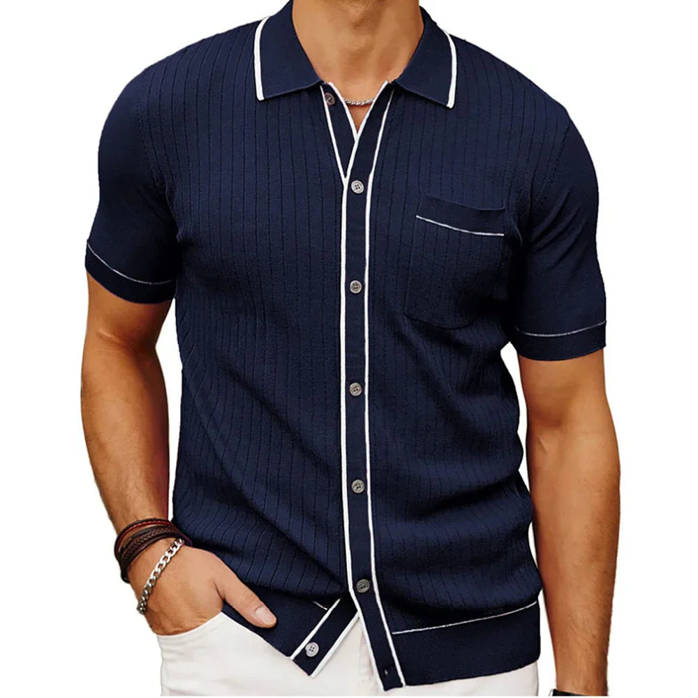 Men's Luxury Knitted Short Sleeve Polo Shirt Casual