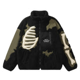 Hip Hop Fleece Warm Jacket Men Embroidery Skull