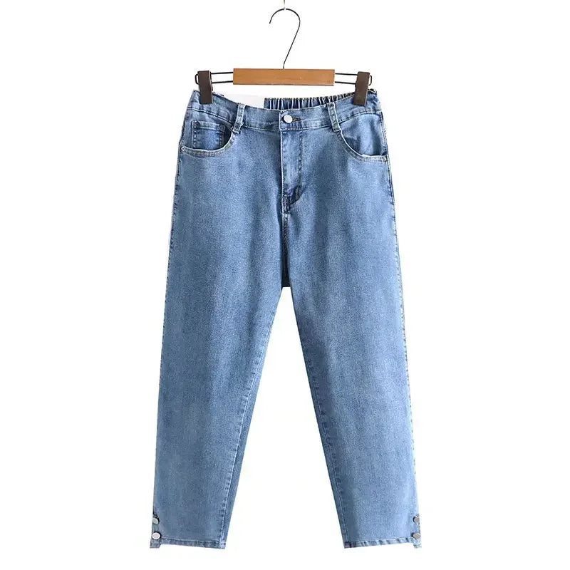 Plus Size Boyfriend Black Drainpipe Jeans For Women