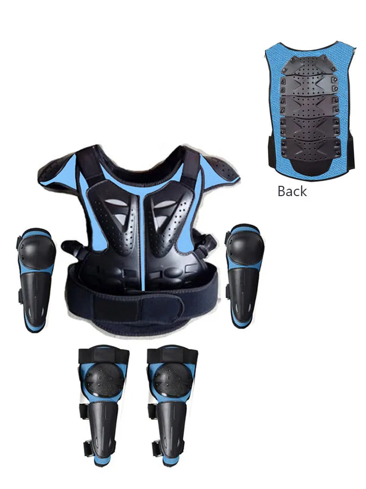 Blue Children Full Body Protector Vest Armor Kids Riding Jacket Anti Falling Protection Gear Motocross Motorcylce BMX MX Armour