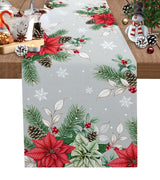 Modern Elegant Table Runner Eucalyptus Berries Robin Table