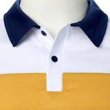 Men Short Sleeve Polo Shirt Contrast Color Stripe