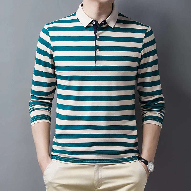 Top Quality Cotton Long Sleeved Polo Shirts Men