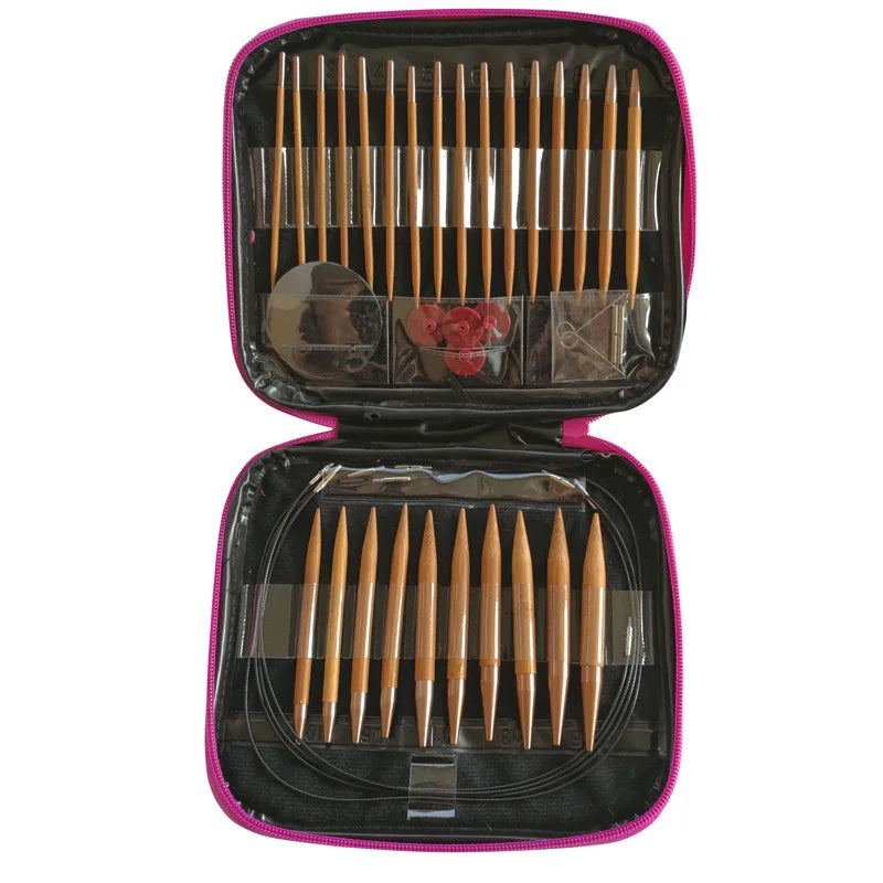 Circular Knitting Needles Crochet Hook Bamboo Knitting Set