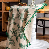 Gerring Cotton Linen Tablecloths Green Printed Table Cloth