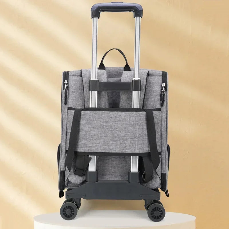 TransportCat Trolley Case Backpack Kennel Pet Carrier Rolling