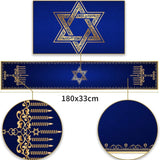 Hanukkah Linen Table Runner Party Table Decor Menorah