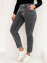 Plus Size Gray Jeans for Women Stretchy High
