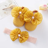 0~18M Cute Bowknot Newborn Baby Shoes Headband Set