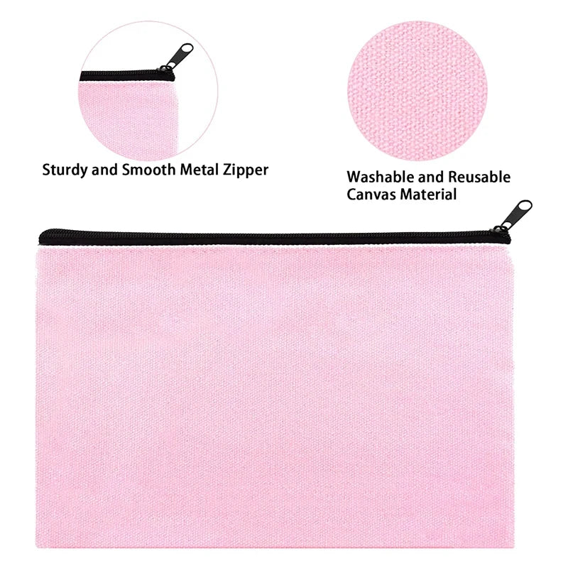 Pink Canvas Pouch Makeup Bag Bulk Cosmetic Bags