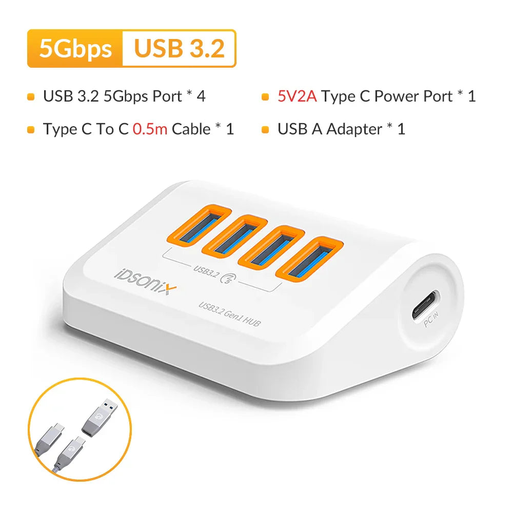 iDsonix USB Splitter USB 3.2 Hub 10Gbps Type
