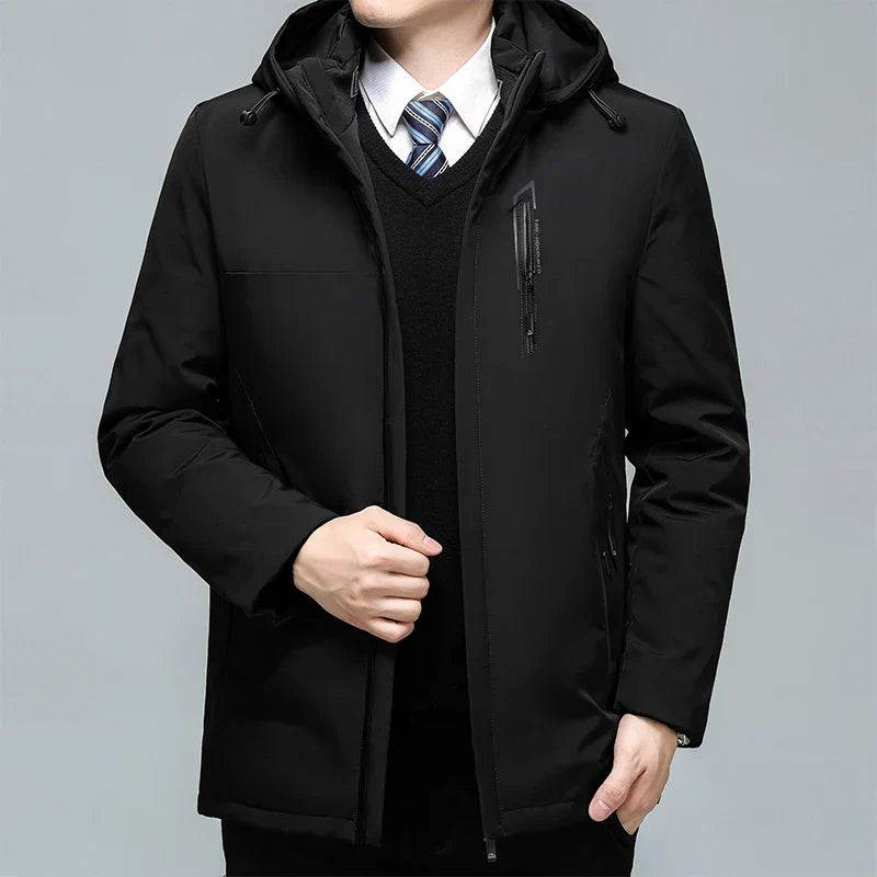 Men's Black Padded Oversized Jacket Oversize Plus Velvet