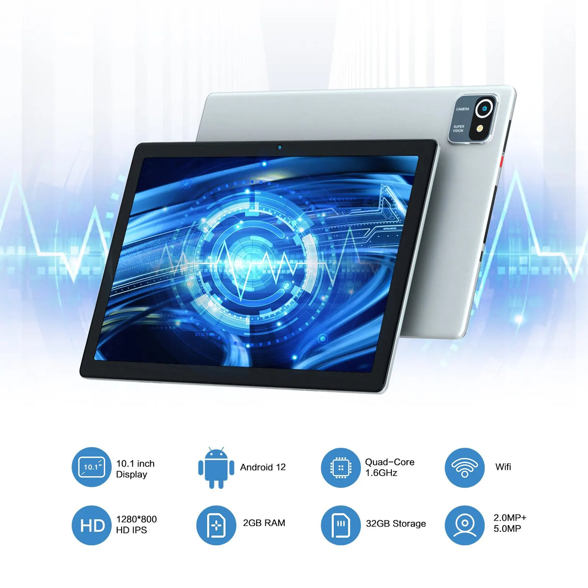 Tablet 10.1 Inch Android 12 Tablets, 2GB RAM