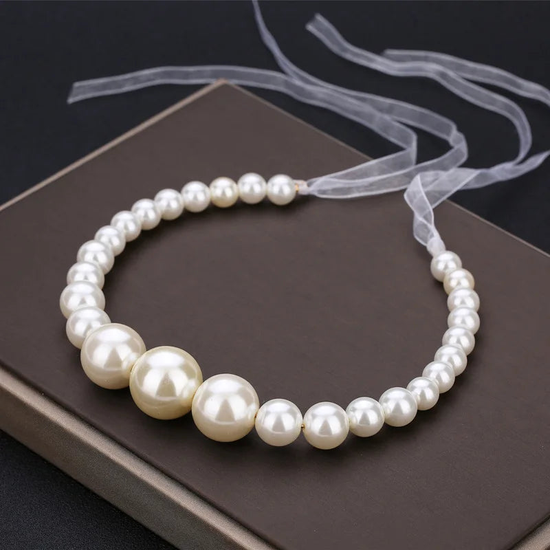 Bridal Sweet Headband Headpieces Banquet Pearls Headdress Simple