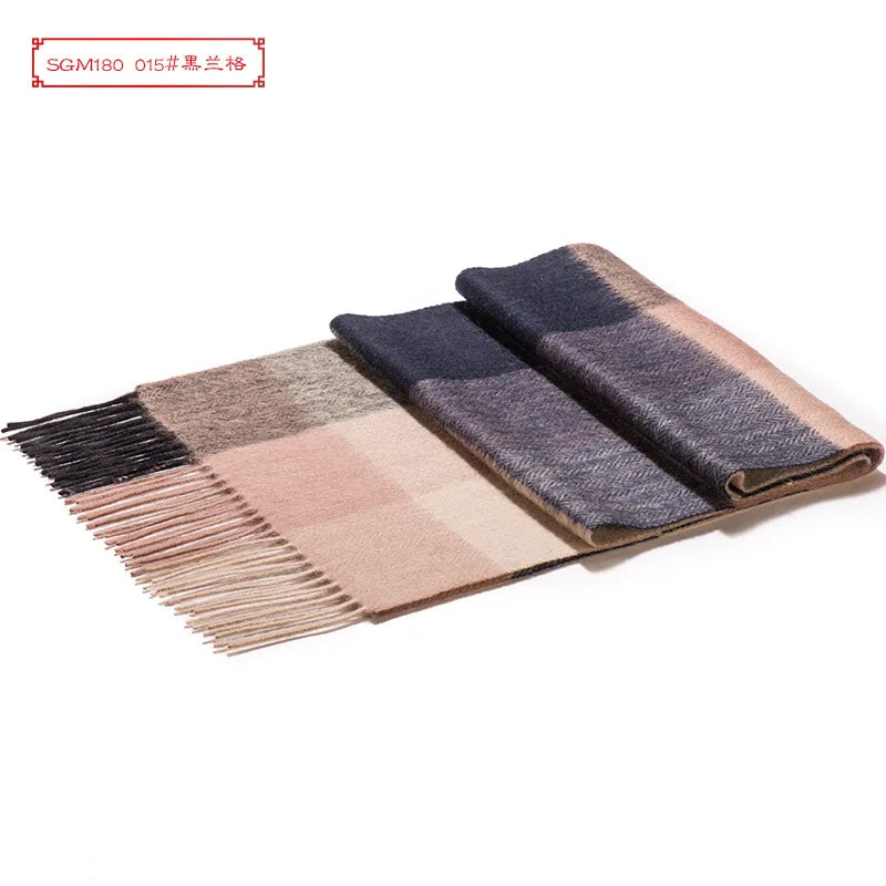 High Quality 100 Wool Scarf Men Autumn Winter