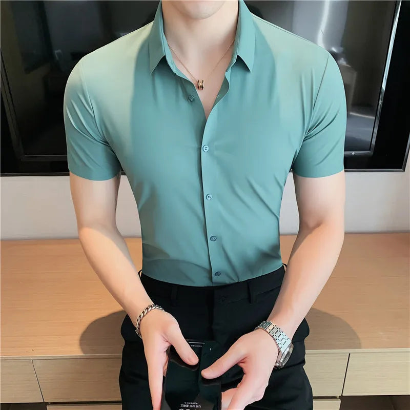 Men Short sleeve Shirt 2023 Summer New Thin