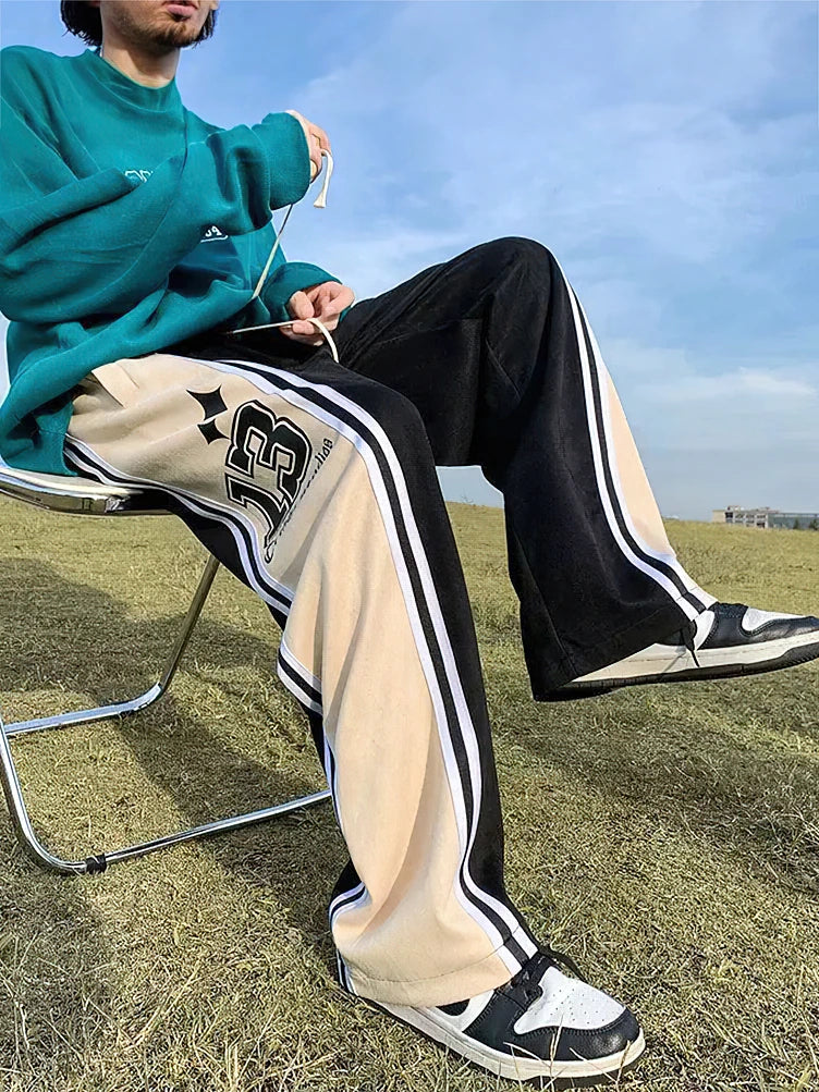 Y2k Preppy Casual Sport Sweatpants Men Streetwear Hip