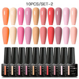 10Pcs Nude Glitter Gel Nail Polish Set Purple