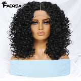 16" Kinky Curly Synthetic Lace Front Wig Black