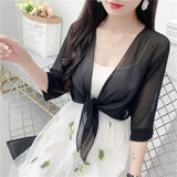 Korean Solid Chiffon Transparent Sunscreen Shawl Female Summer