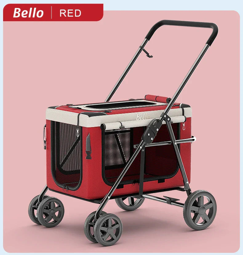 Bello Pet Strollers Folding Trolley Lightweight Pets Cat