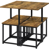 5 Pcs Dining Set with Industrial Square Table