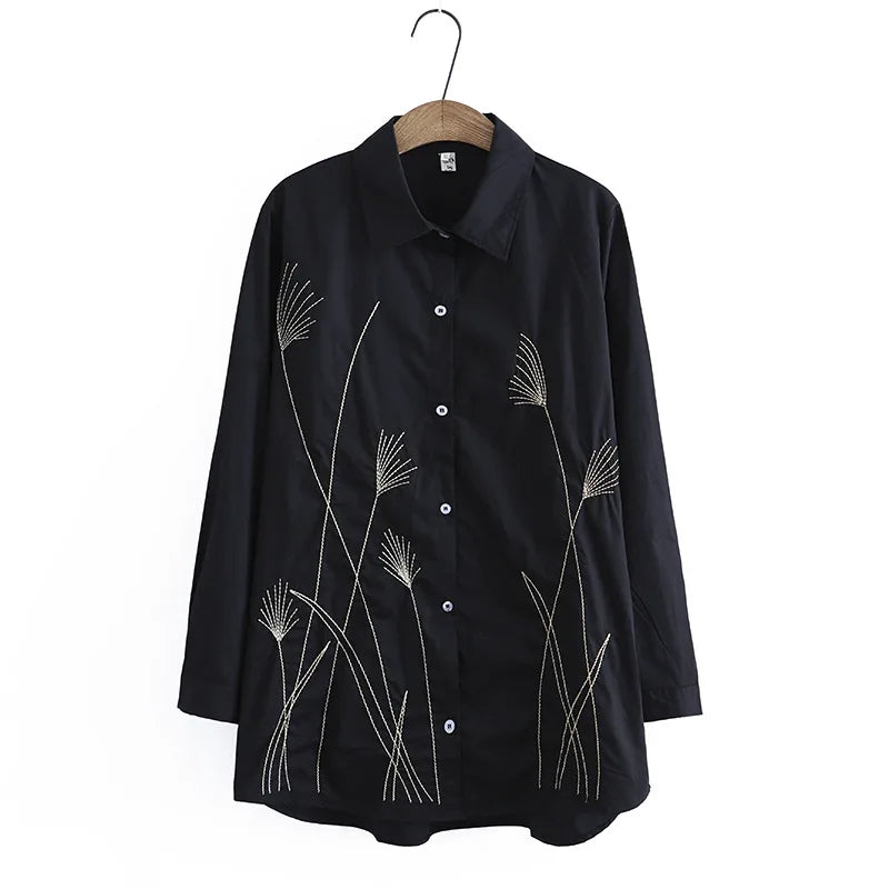 4XL Plus Size Shirt Women 2023 Spring Vintage