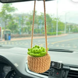 NEW Cute Potted Plants Crochet Car Basket,Hanging Plant