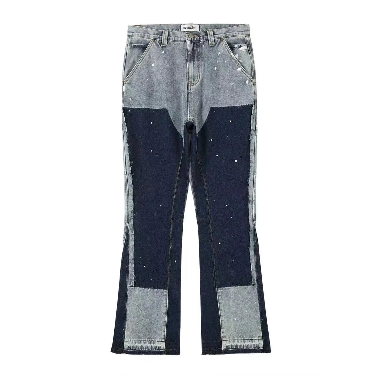 High Street Spliced Speckled Ink Micro Flare Pants