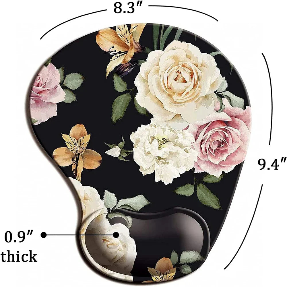 Flowers Ergonomic Mouse Pad With Wrist Support, Cute