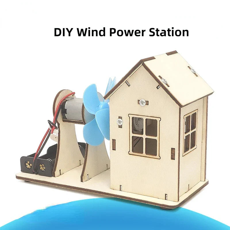 DIY Wind Power Station Students Science Technology Hand-assembled