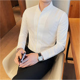 Men Long-sleeved Business Formal Social Dress Shirt Fall