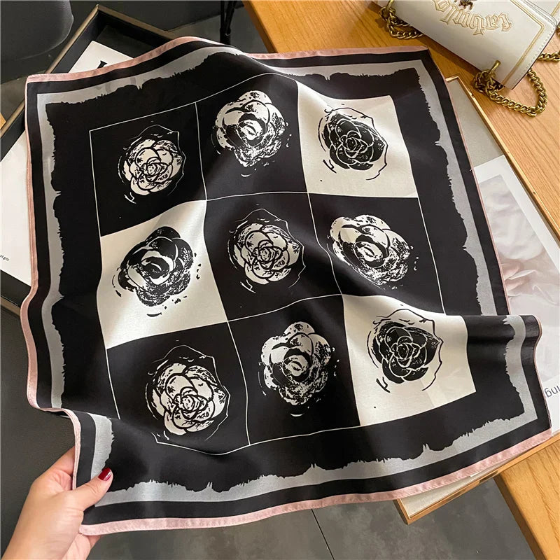 Horse Print 100% Real Silk Square Scarf Women