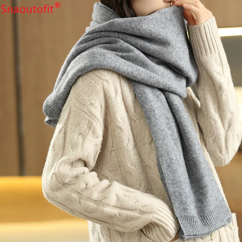 AllSeason Pure Wool Knitted Shawl Women's Casual Cashmere