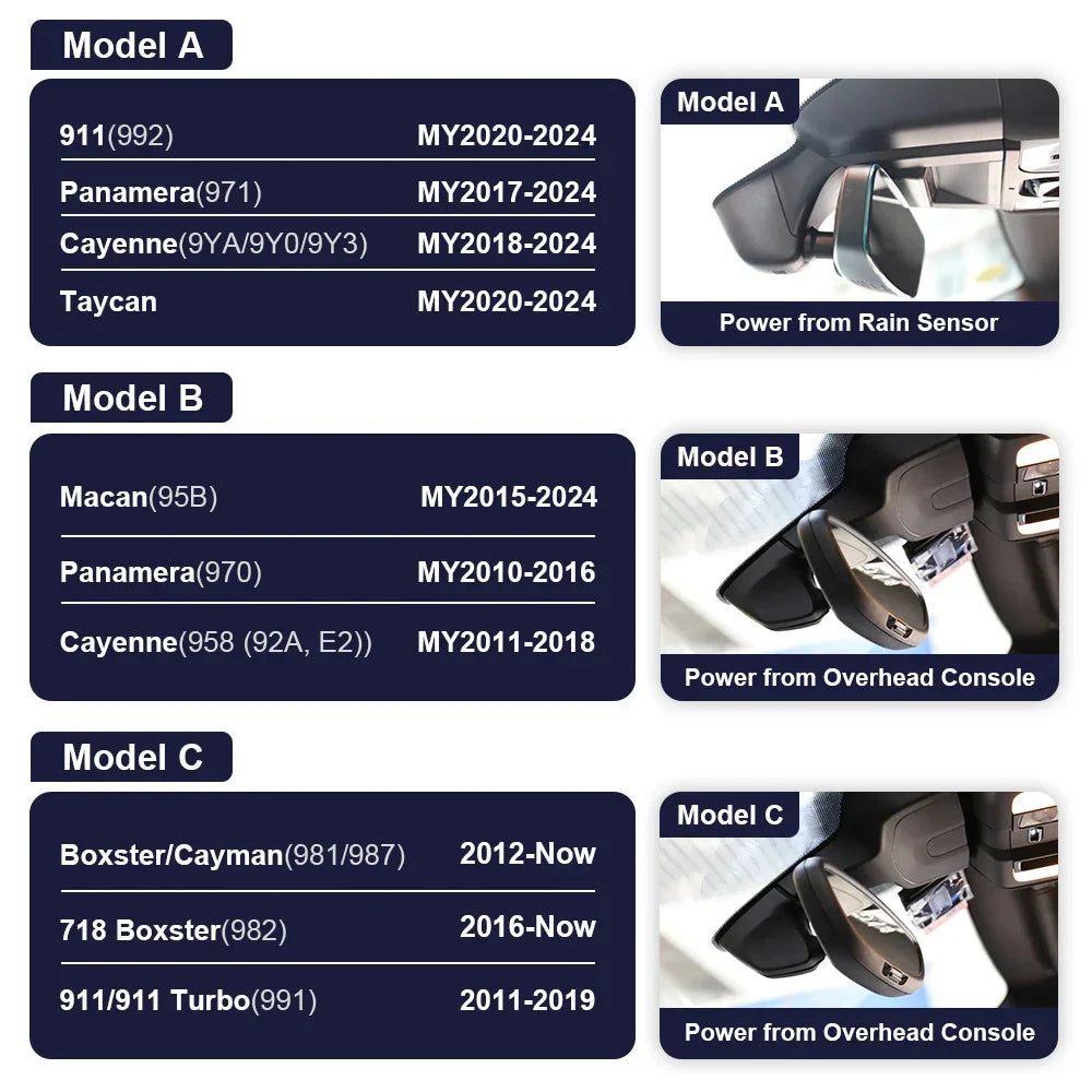 Dash Camera for Porsche Cayenne Panamera Macan Taycan