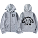 Powerhouse Gym Logo Zip Up Hoodie Harajuku Men's