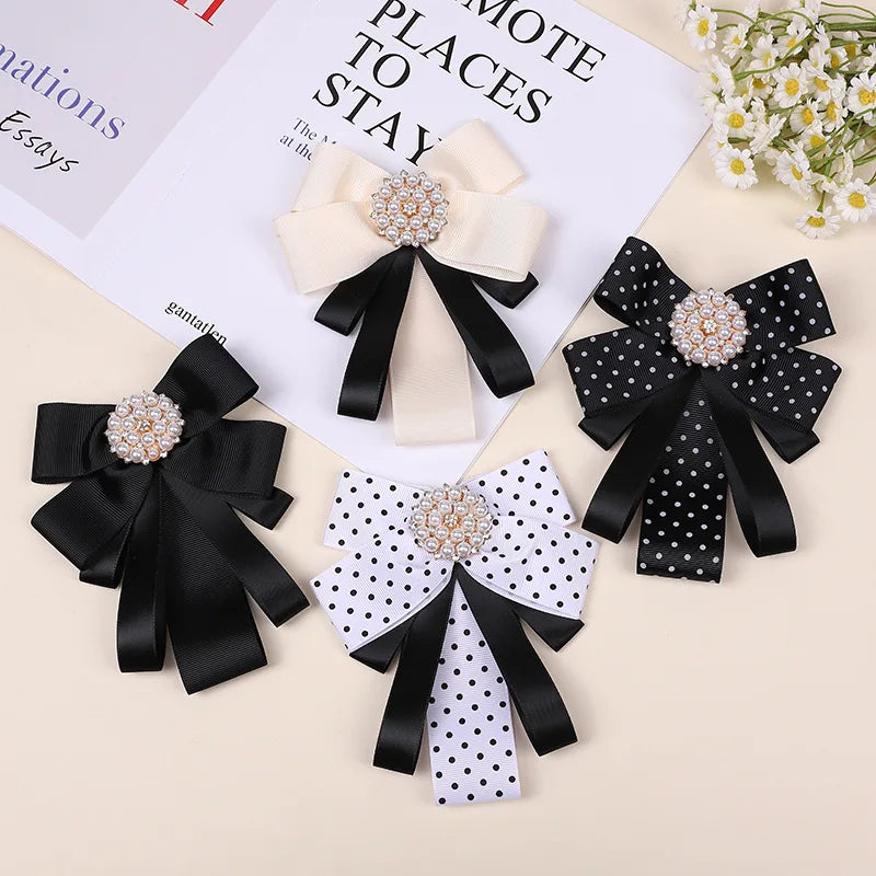 Korean Bow Tie Brooch Women's College Style Bank