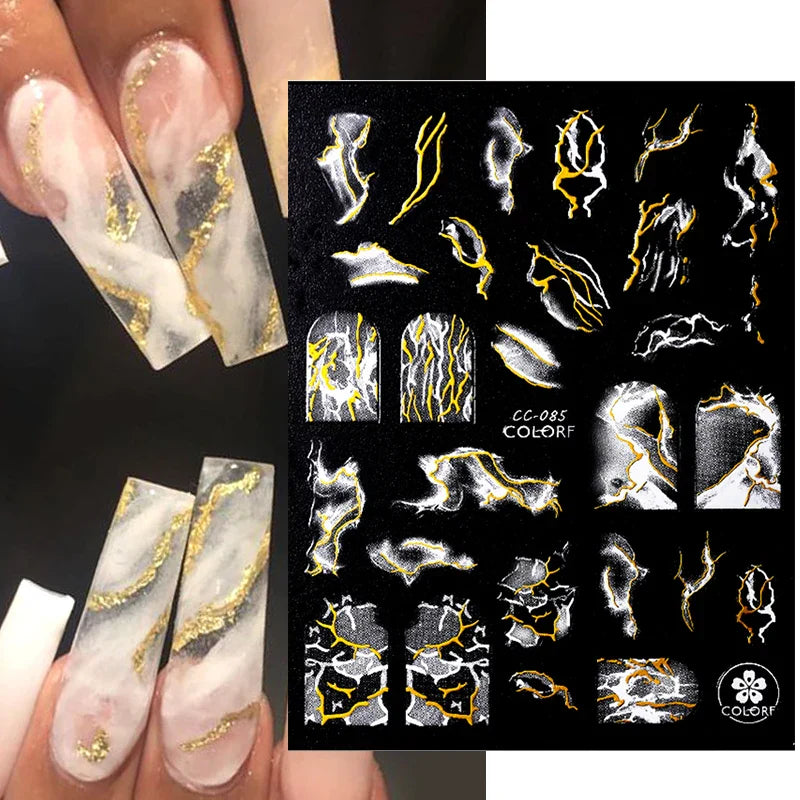 Purple Marble Nails Stickers Smoke Design Manicure Decals